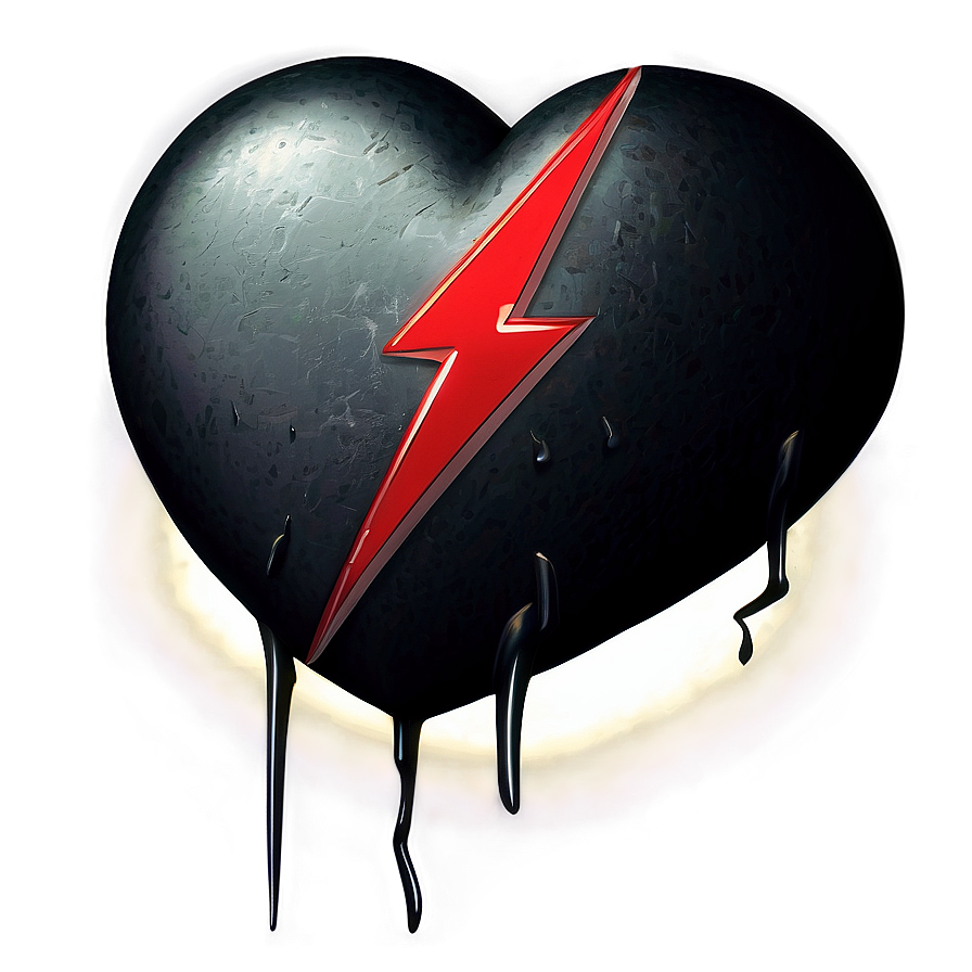 Black Broken Heart With Lightning Png Aai43 PNG image