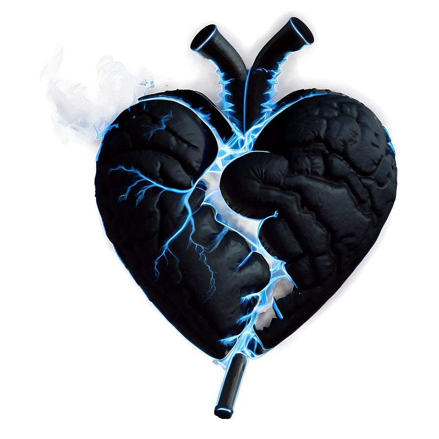 Black Broken Heart With Smoke Png 40 PNG image