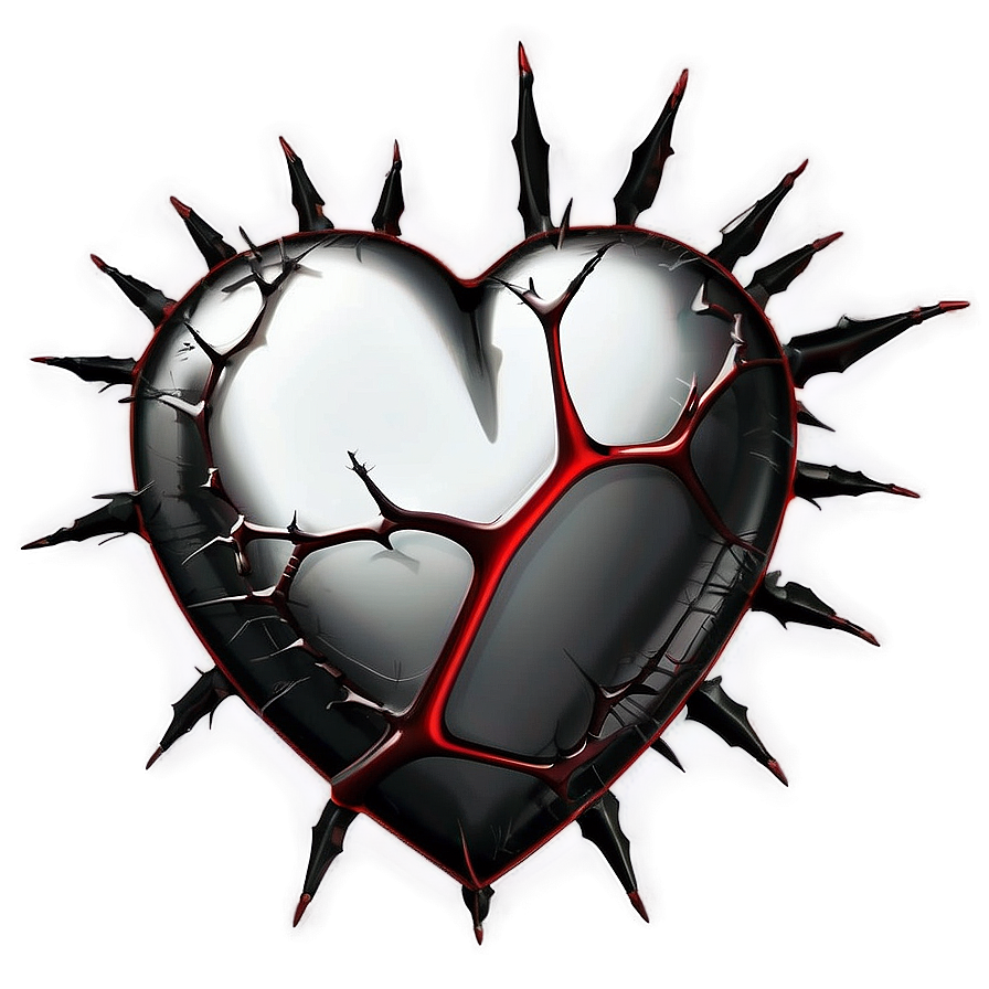 Black Broken Heart With Thorns Png 06252024 PNG image