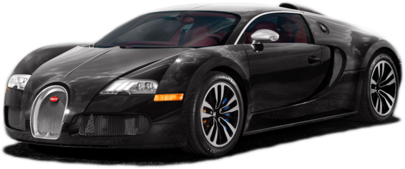 Black Bugatti Veyron Side View PNG image