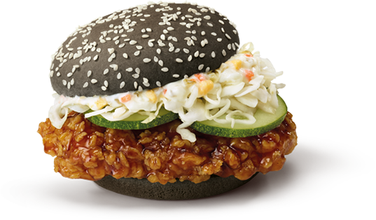 Black Bun Chicken Burger PNG image