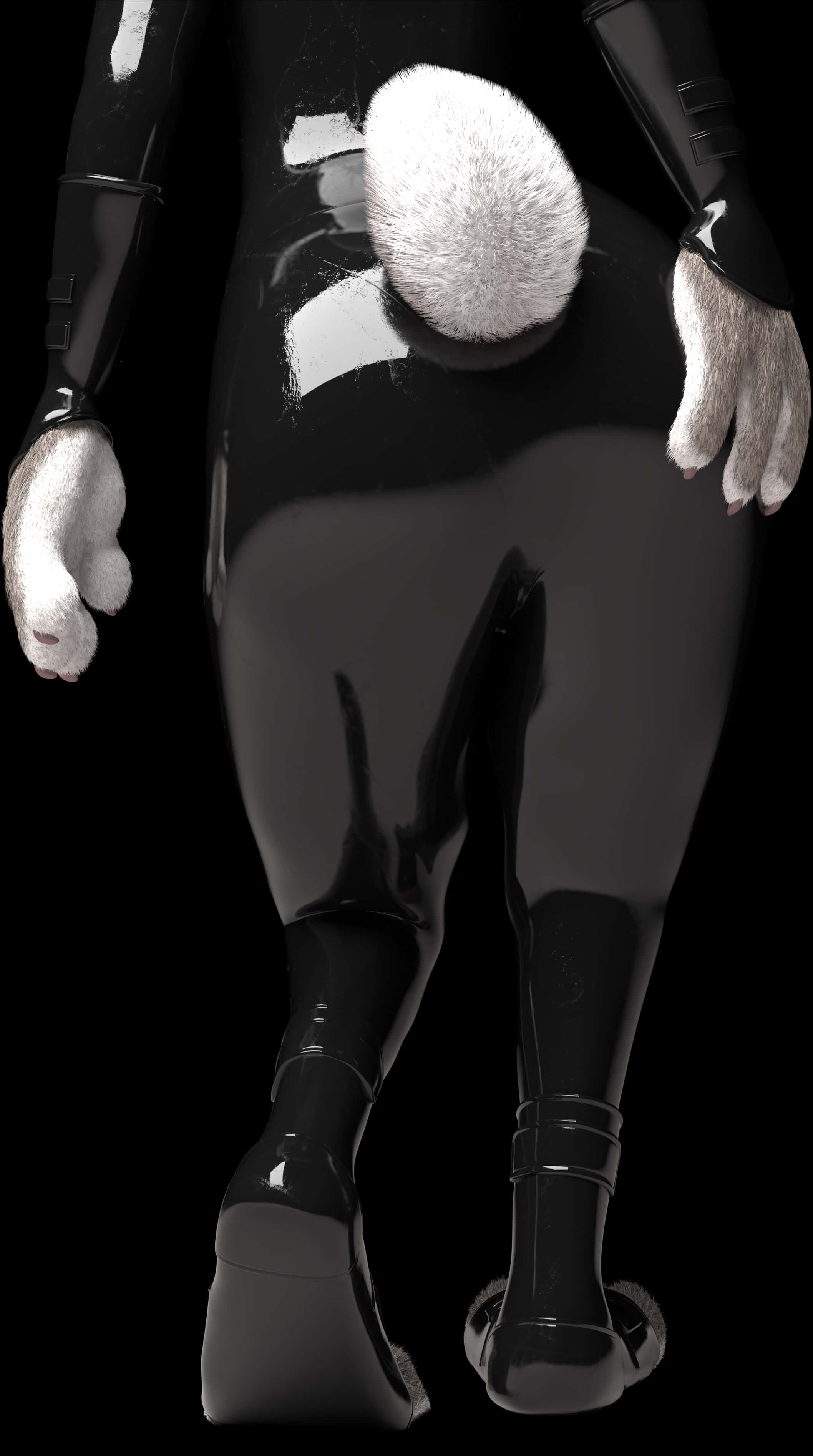 Black Bunny Costume Reflection PNG image