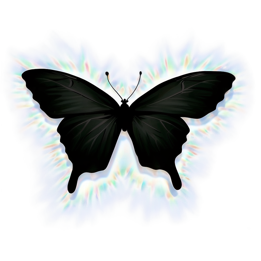 Black Butterfly Silhouette With Glowing Edges Png 38 PNG image