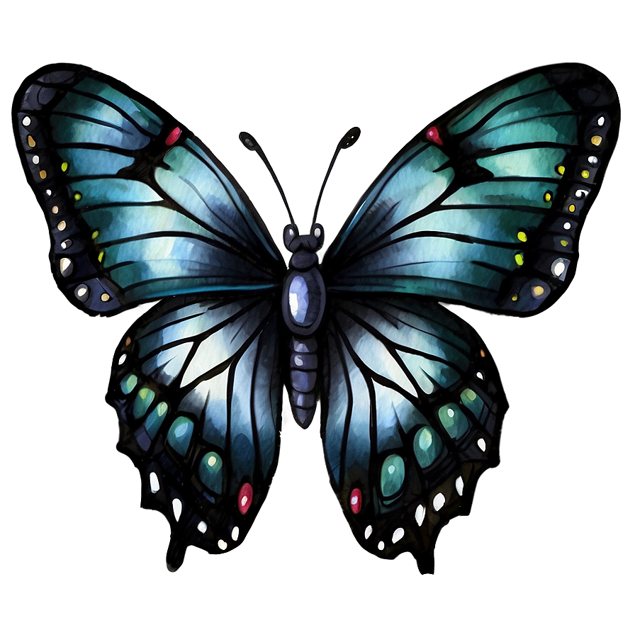 Black Butterfly Watercolor Png Vum PNG image