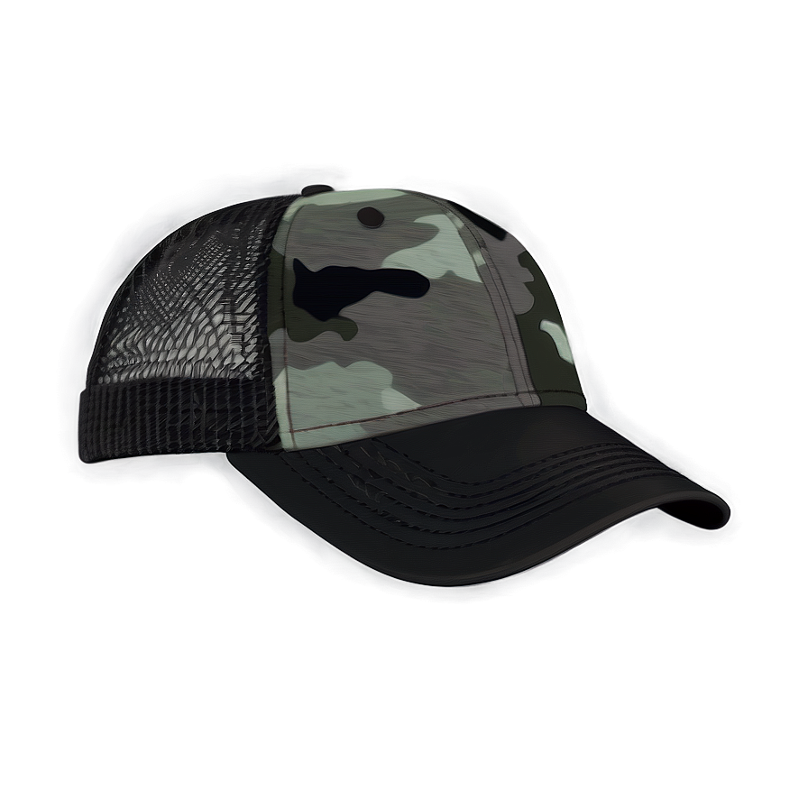 Black Camo Trucker Hat Png 06282024 PNG image