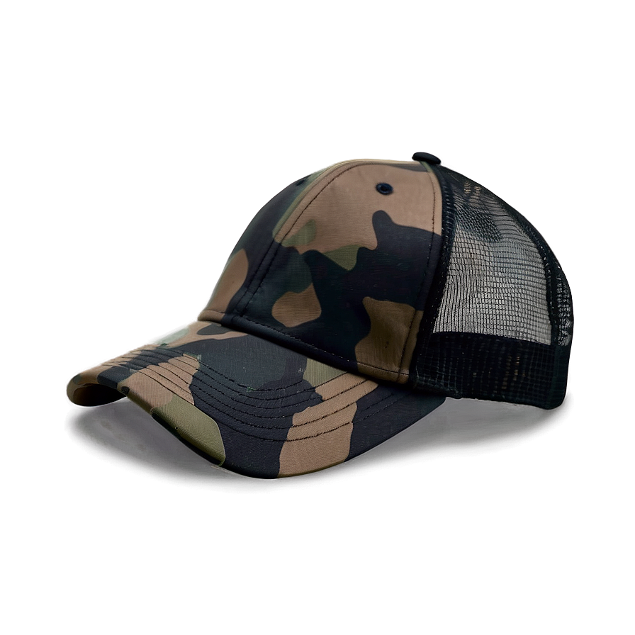 Black Camo Trucker Hat Png 06282024 PNG image