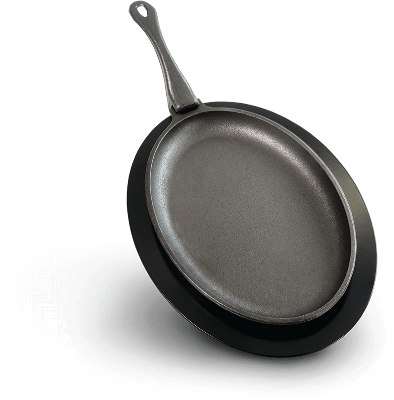 Black Cast Iron Frying Pan PNG image