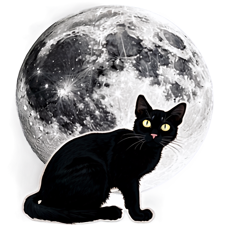 Black Cat And Full Moon Png 05232024 PNG image