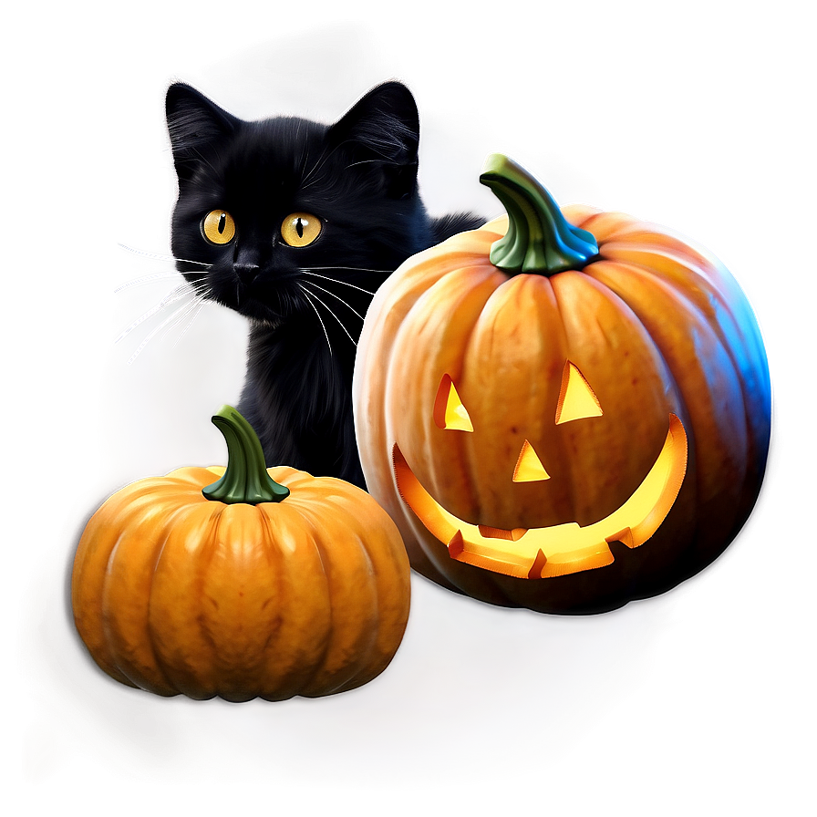 Black Cat And Pumpkin Png Nih PNG image