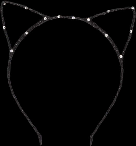Black Cat Ear Headbandwith Rhinestones PNG image