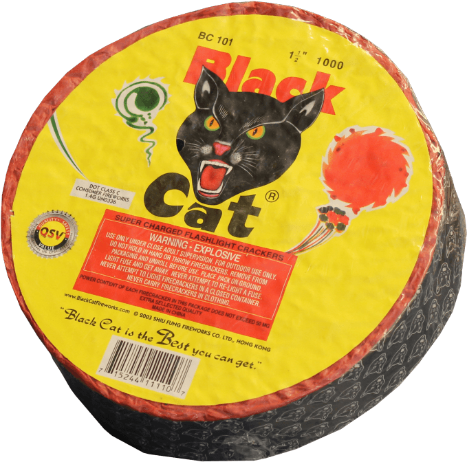 Black Cat Firecrackers Packaging PNG image