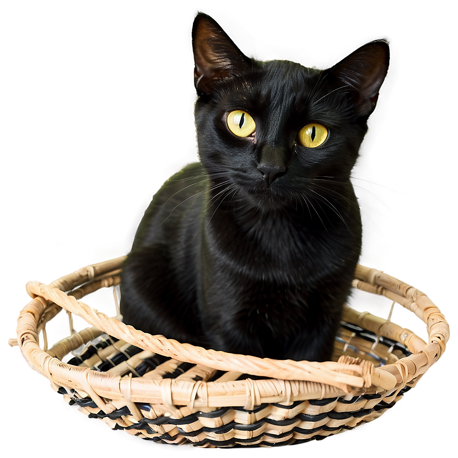 Black Cat In Basket Png 05232024 PNG image