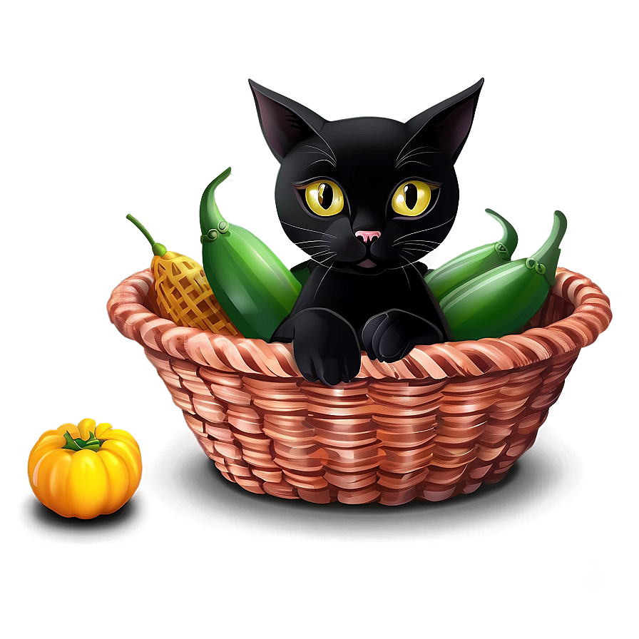 Black Cat In Basket Png Vyc PNG image