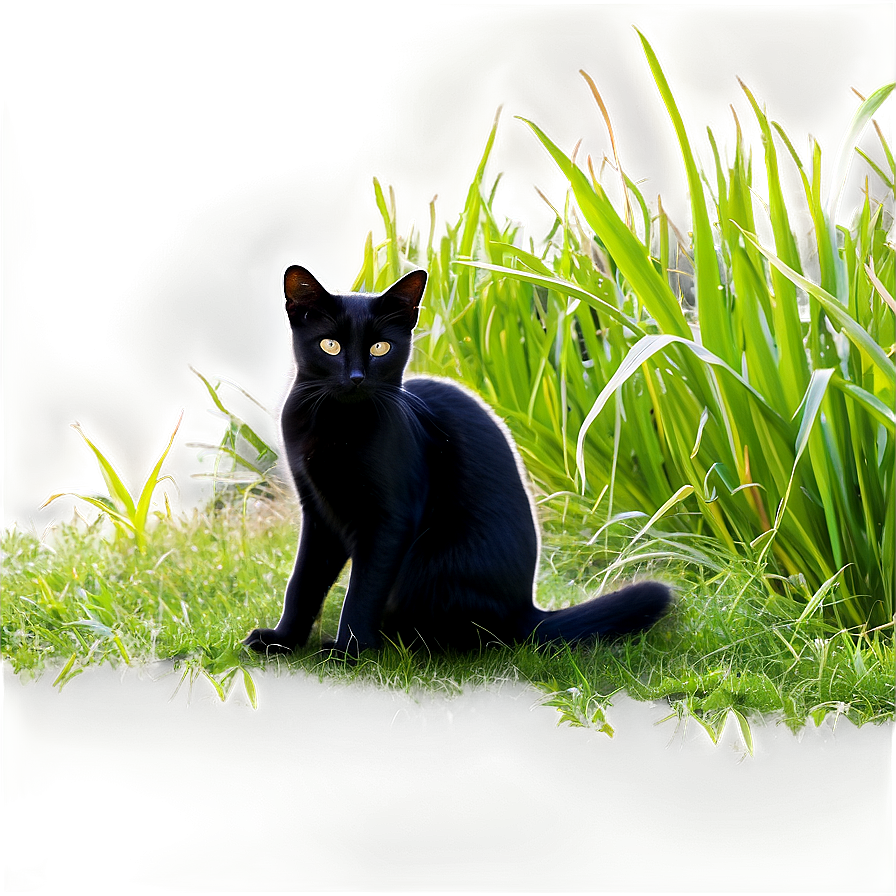 Black Cat In Grass Png 05232024 PNG image