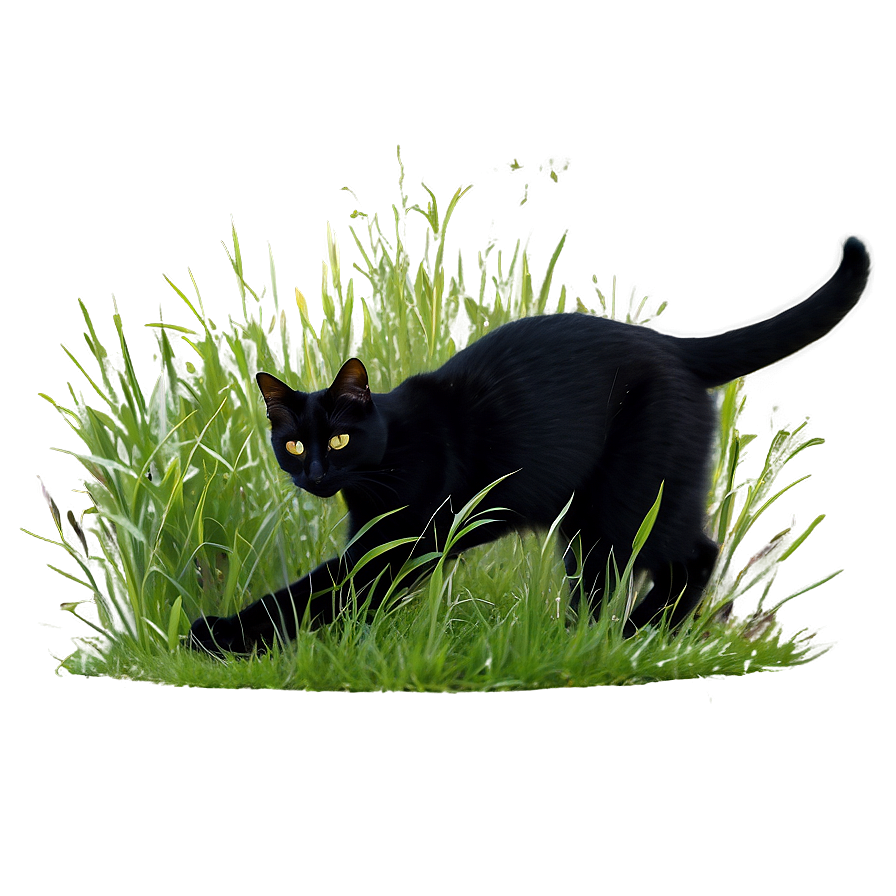 Black Cat In Grass Png Wks PNG image