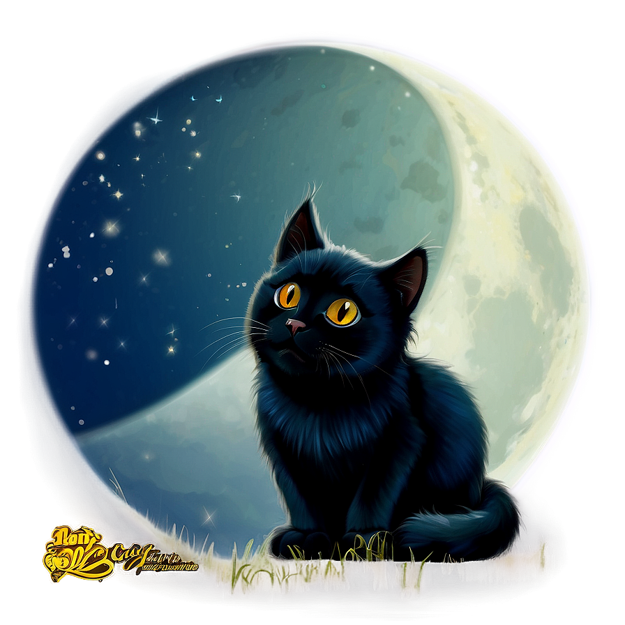 Black Cat In Moonlight Png Xps PNG image