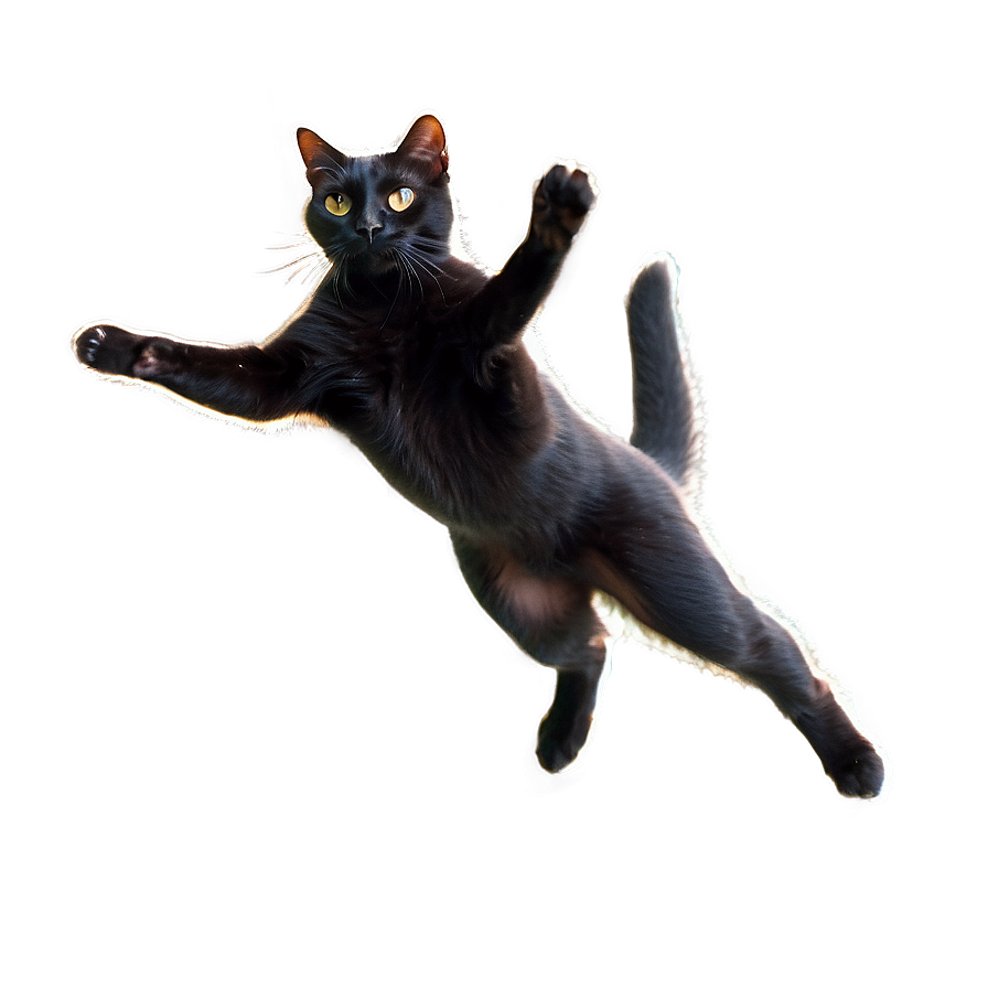 Black Cat Leaping Png 05232024 PNG image