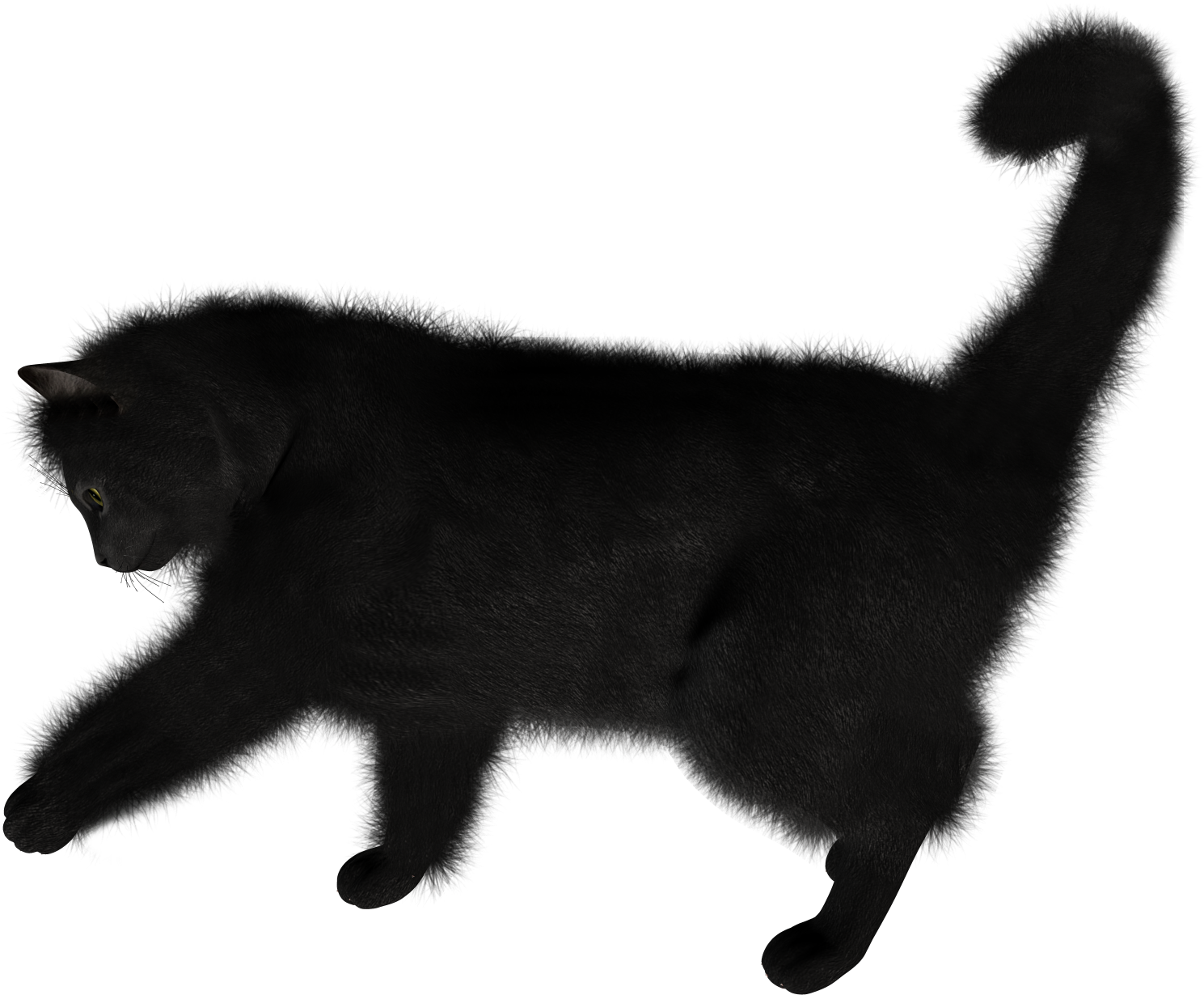 Black Cat Stretching Silhouette PNG image