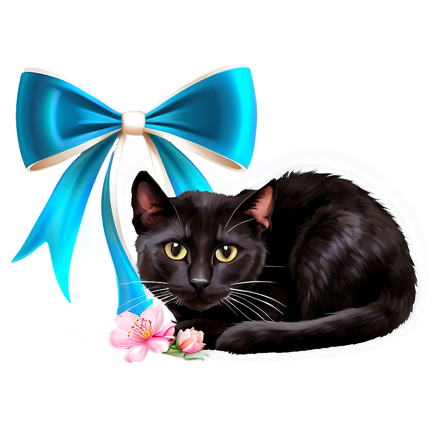 Black Cat With Bow Png 37 PNG image