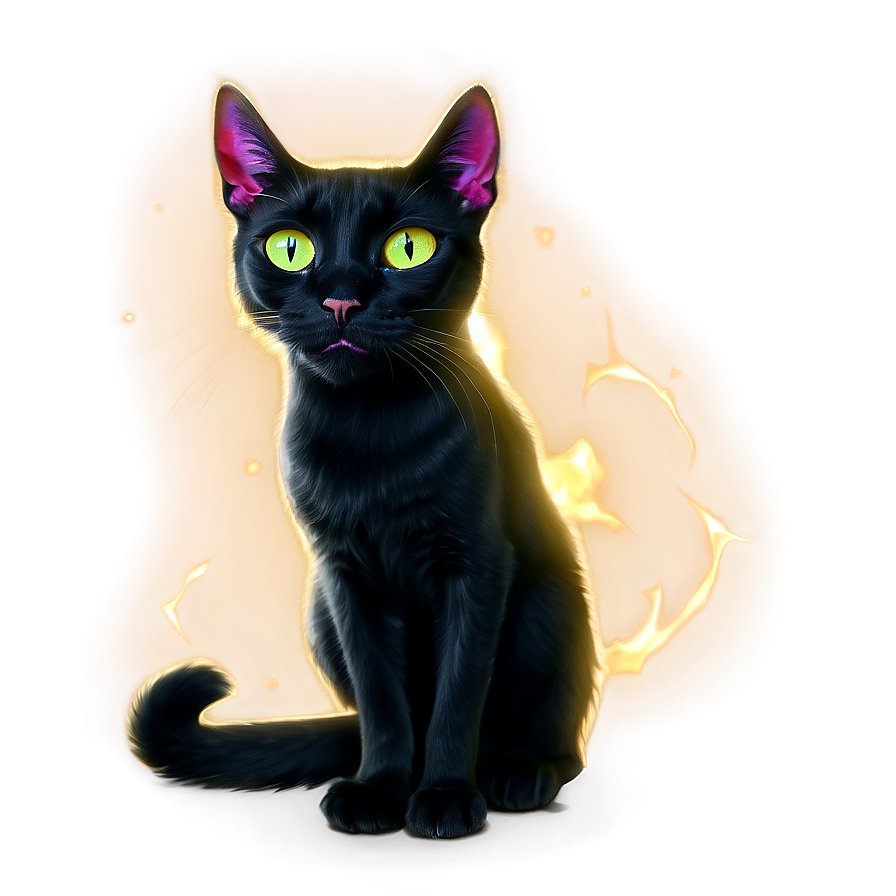 Black Cat With Glowing Eyes Png 05232024 PNG image