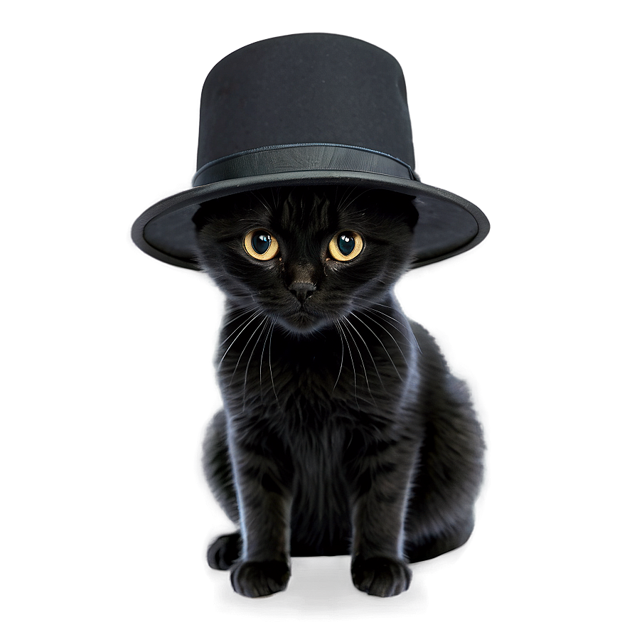 Black Cat With Hat Png 05232024 PNG image