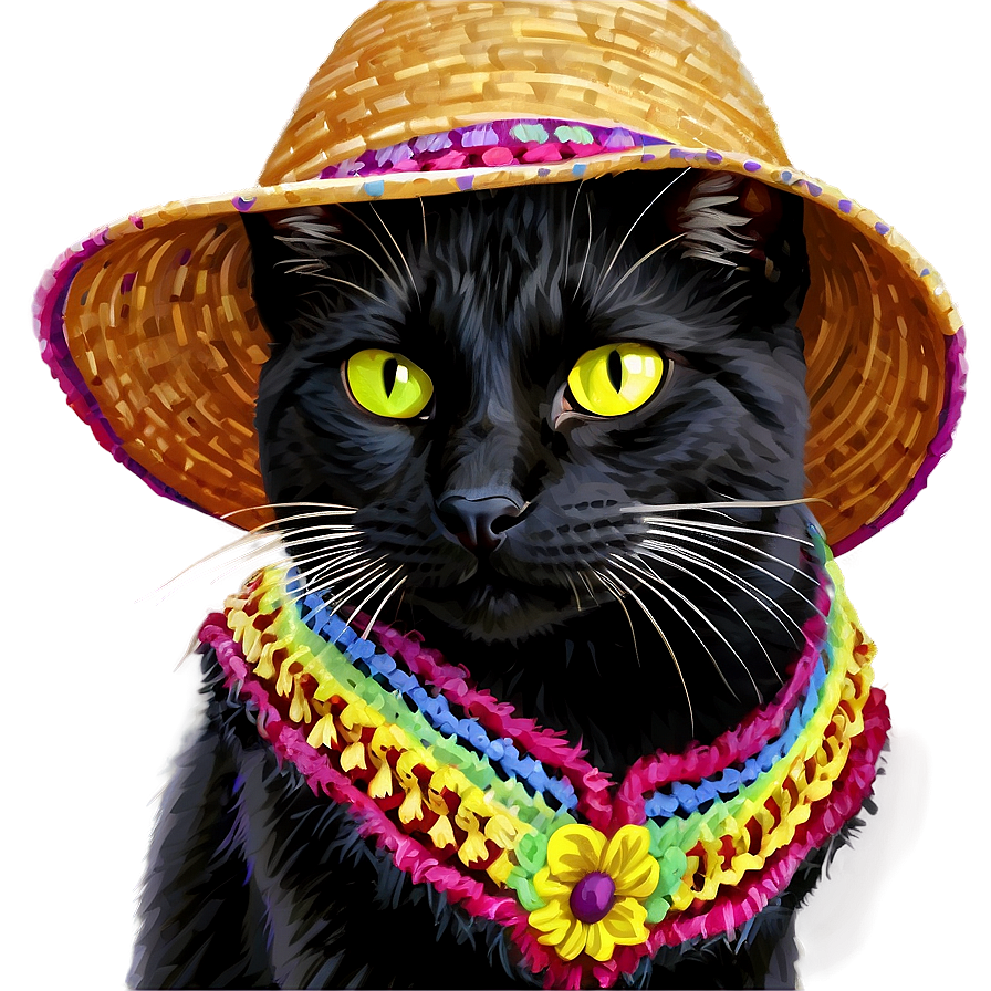 Black Cat With Hat Png 77 PNG image