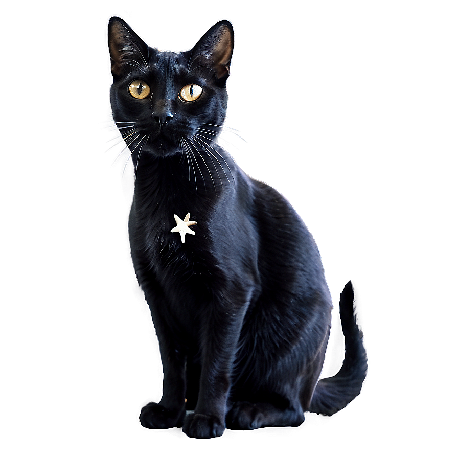 Black Cat With Stars Png 05232024 PNG image