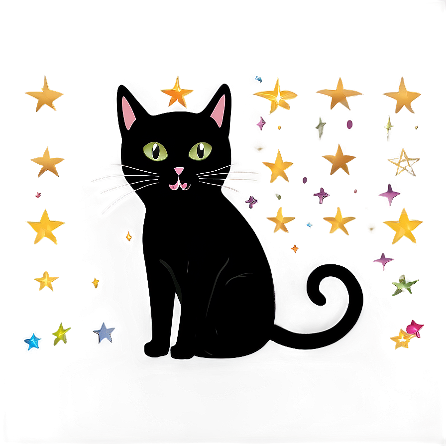 Black Cat With Stars Png Cbp29 PNG image