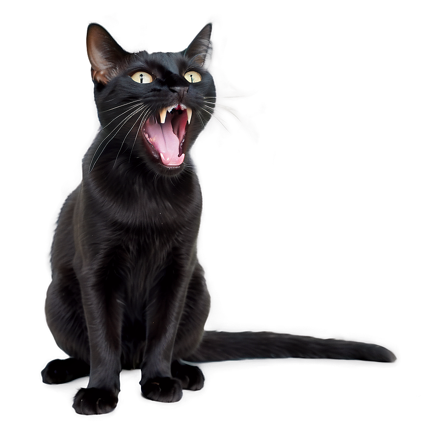 Black Cat Yawning Png Pyw PNG image