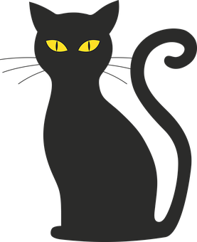 Black Cat Yellow Eyes Graphic PNG image