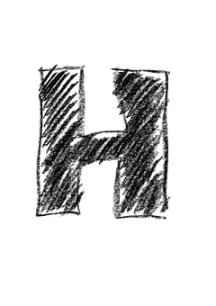 Black Chalk Texture Letter H PNG image