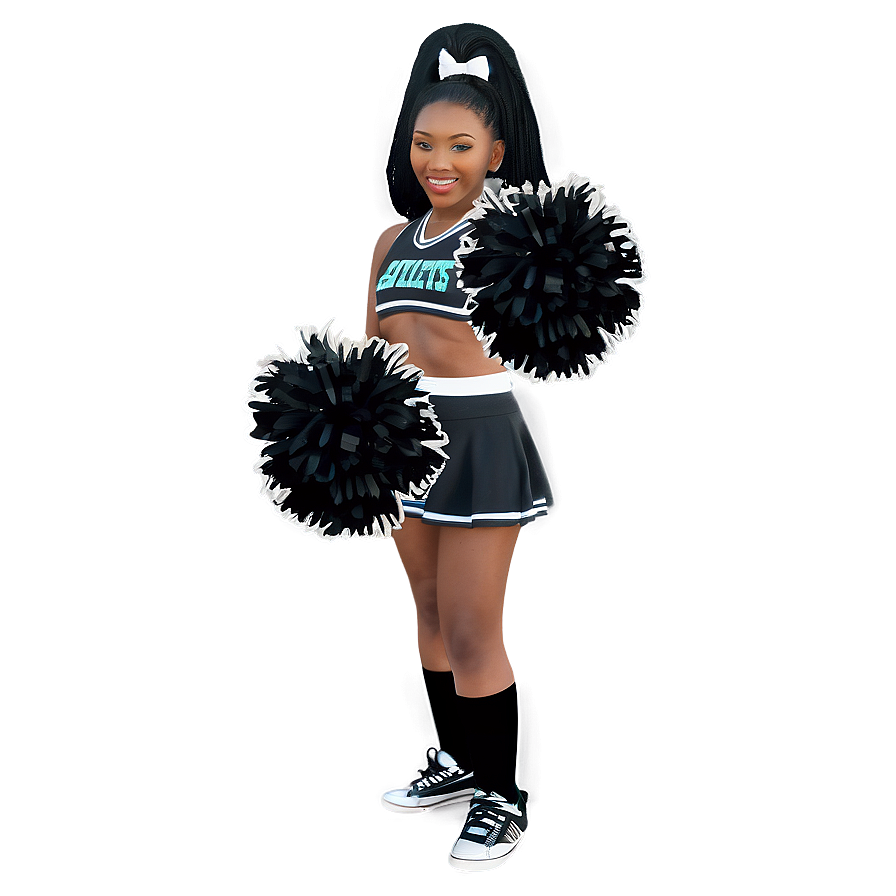 Black Cheer Pom Poms Png 06282024 PNG image