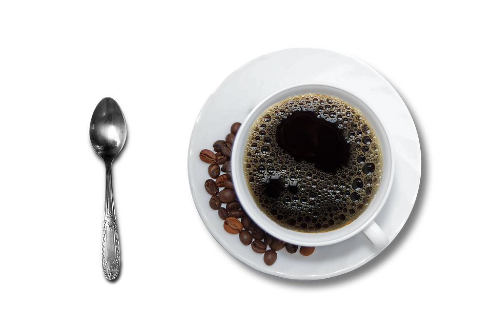 Black Coffee Beans Spoon Top View PNG image