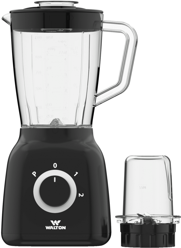 Black Countertop Blender With Grinder Attachment PNG image
