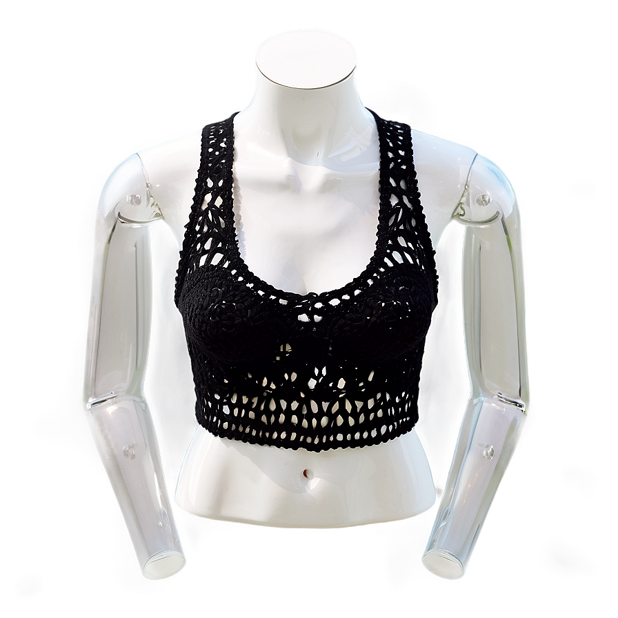 Black Crochet Crop Top Png Xpv74 PNG image