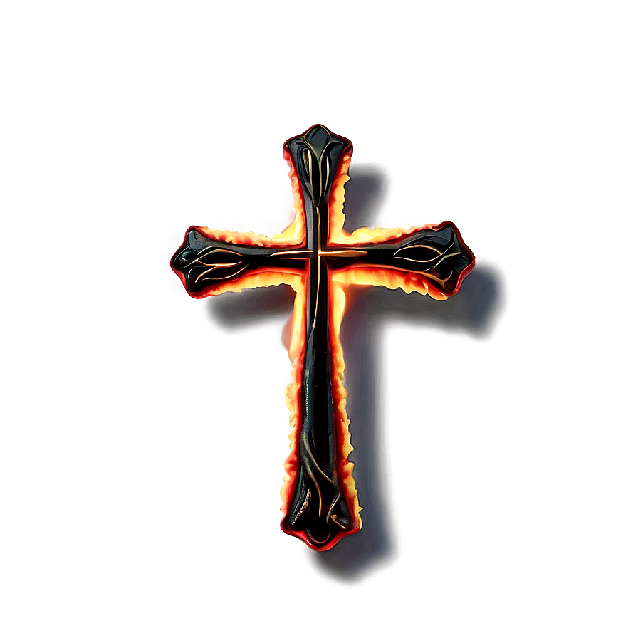 Black Cross In Fire Png 05242024 PNG image
