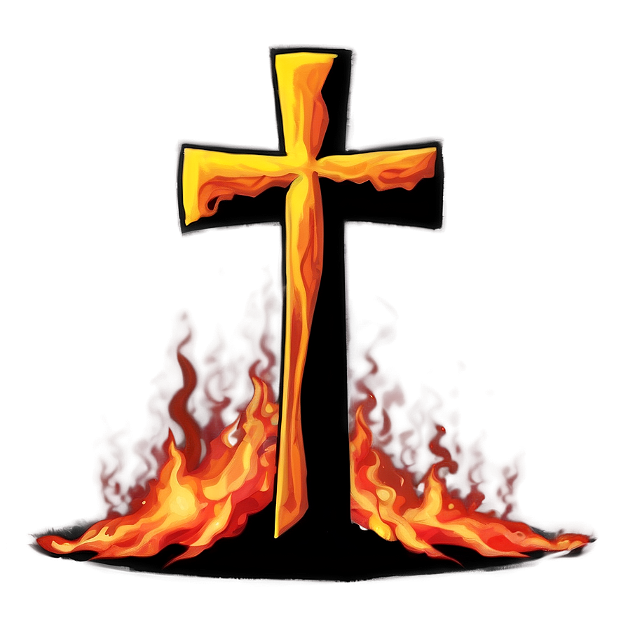 Black Cross In Fire Png 51 PNG image