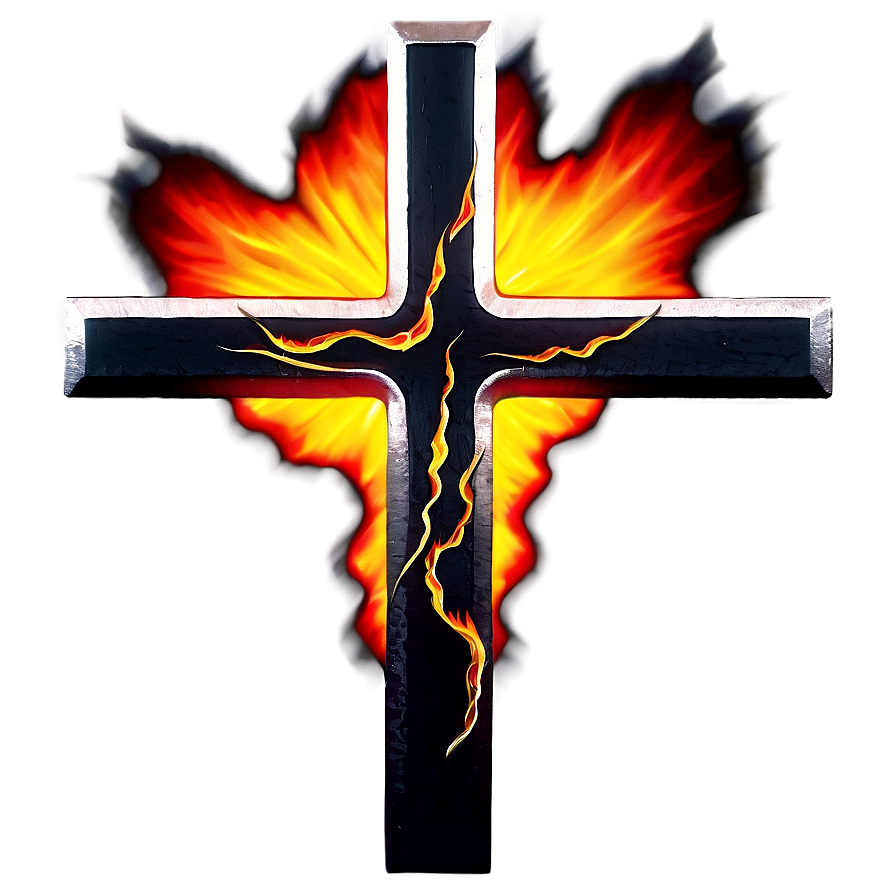 Black Cross In Fire Png Iuo36 PNG image
