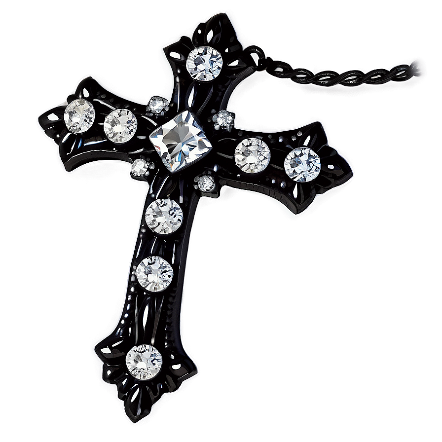 Black Cross With Diamonds Png 05242024 PNG image