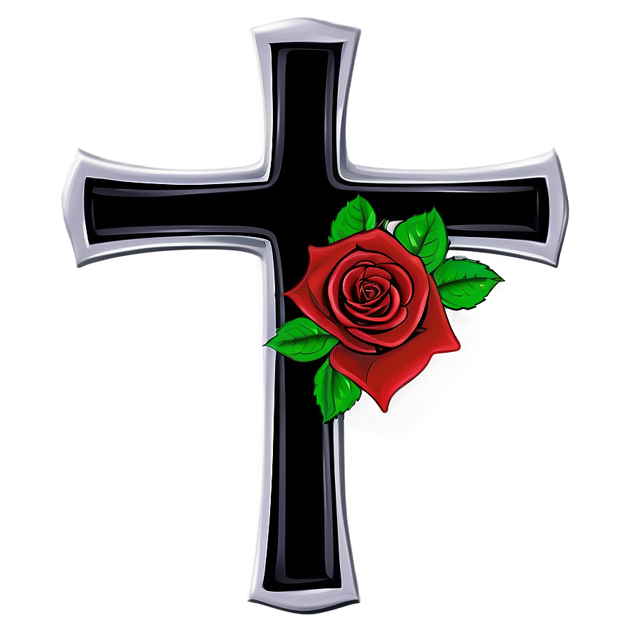 Black Cross With Roses Png 48 PNG image