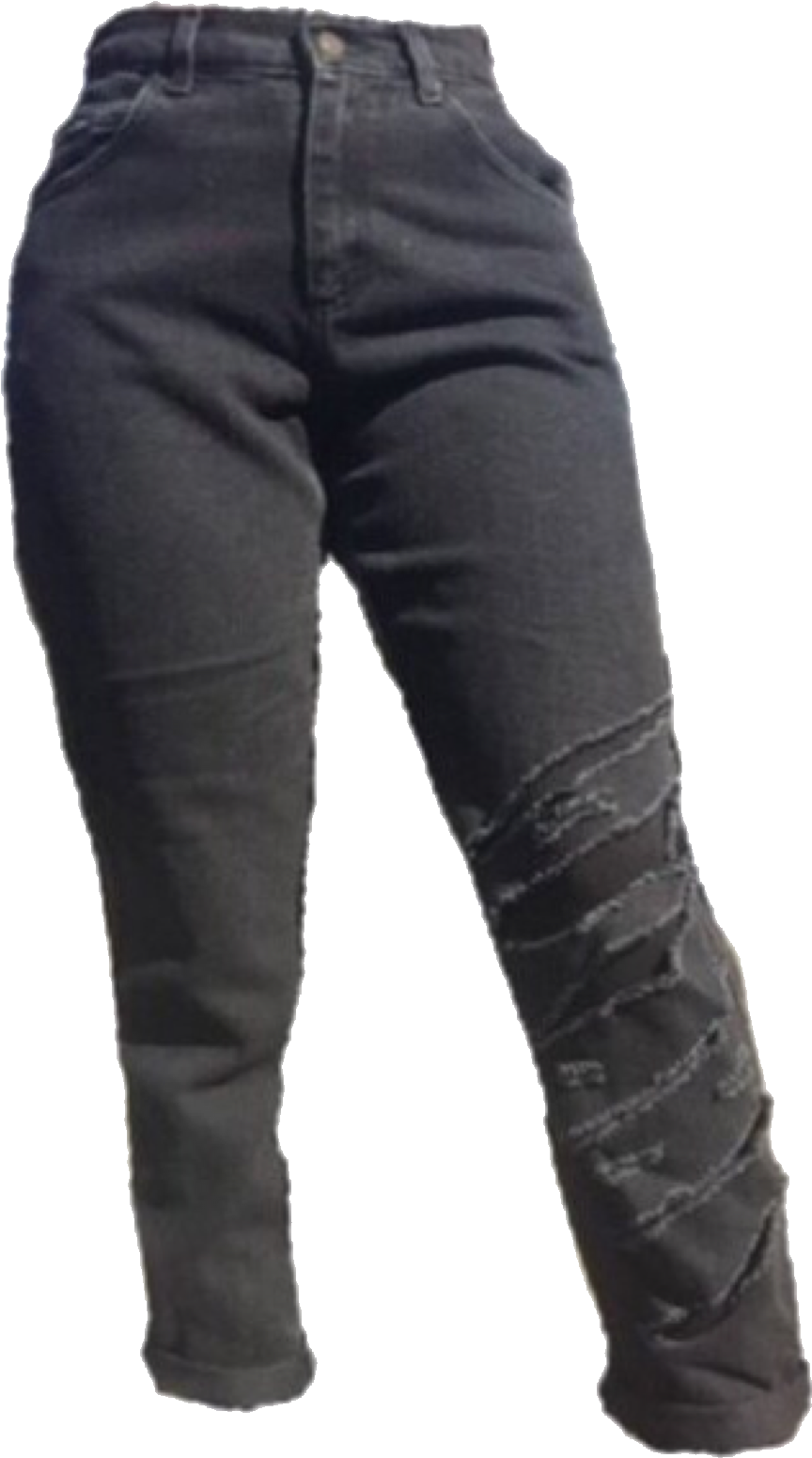 Black Denim Jeans Standing Position PNG image
