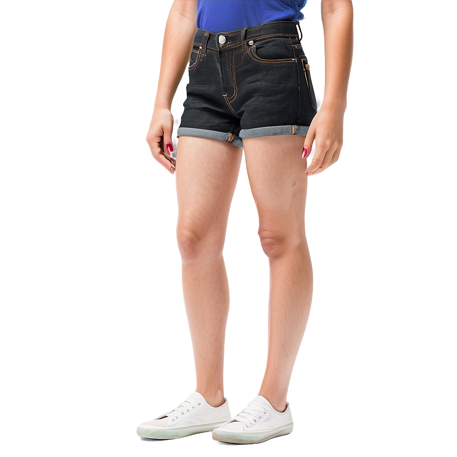 Black Denim Jorts Png 06132024 PNG image