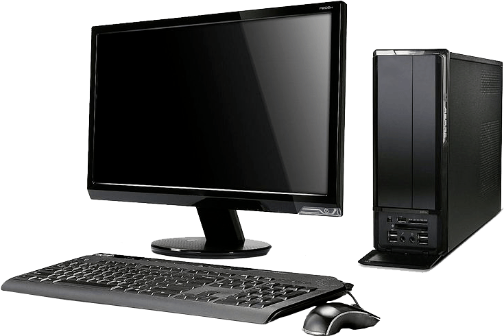 Black Desktop Computer Setup PNG image