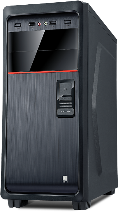 Black Desktop Computer Tower Case PNG image