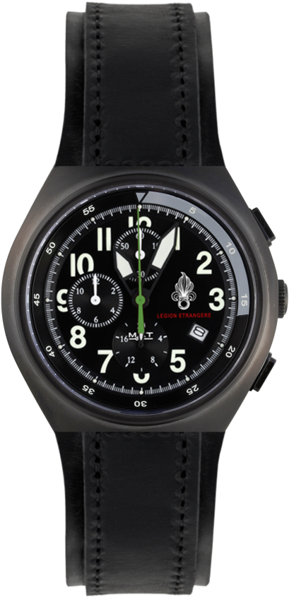 Black Dial Leather Strap Watch PNG image