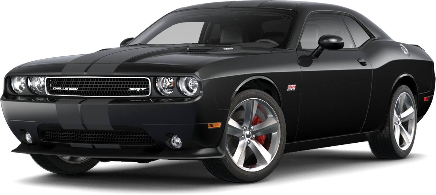 Black Dodge Challenger S R T Angled View PNG image