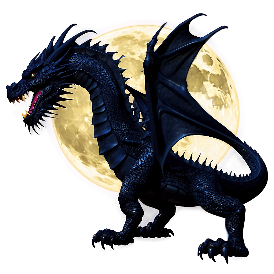 Black Dragon And Full Moon Png 06252024 PNG image