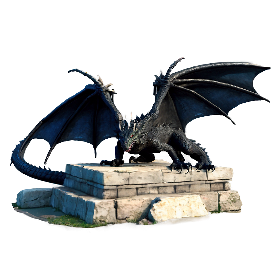 Black Dragon In Ancient Ruins Png 06252024 PNG image