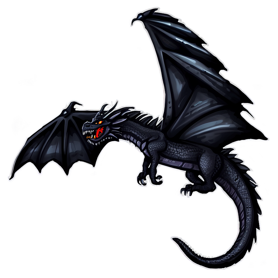 Black Dragon In Flight Png 06252024 PNG image