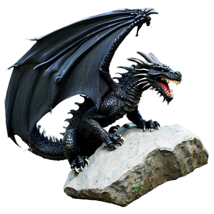 Black Dragon On Mountain Peak Png 22 PNG image